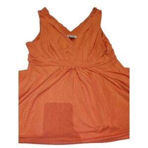 Women's Summer Casual V Neck Orange Sleeveless T-shirt Blouse - Size XS